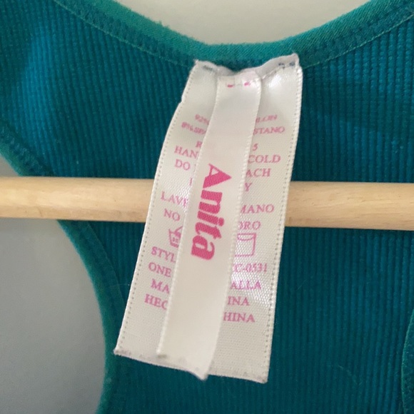 teal/turquoise ribbed tank top - Picture 3 of 4